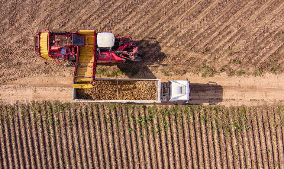 A harvester in action