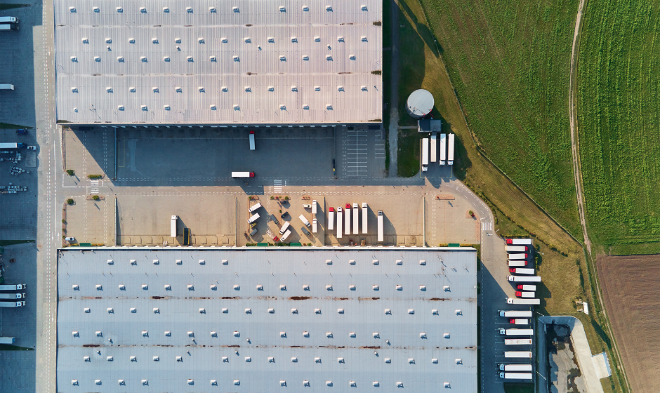 A warehousing location aerial view