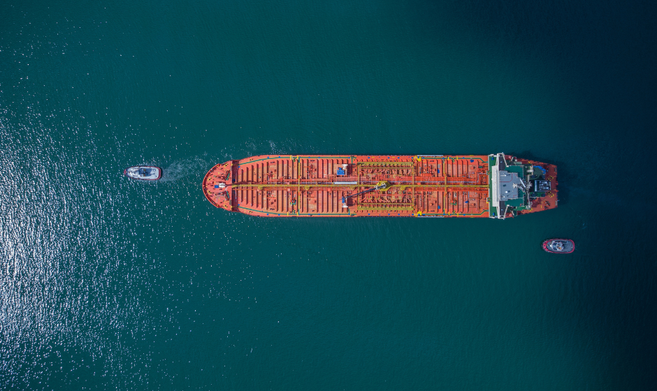 A cargo ship on the ocean