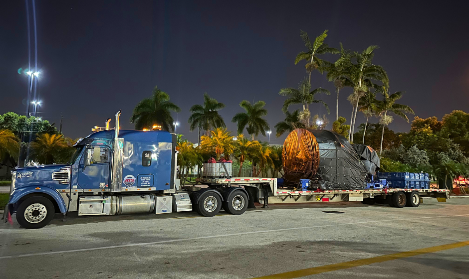 A stepdeck trailer hauling specialty freight