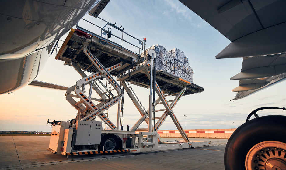 Freight awaits loading onto an aircraft