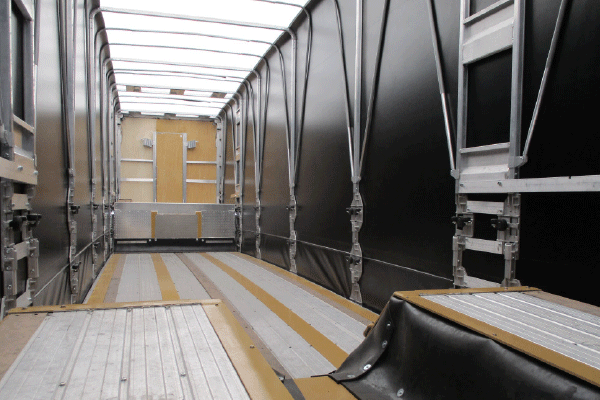 The interior of a Conestoga trailer