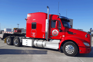 Semi tractor hauling freight