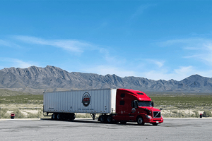 dry van semi truck and trailer